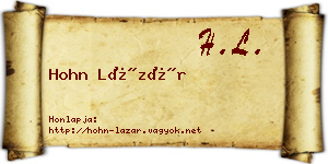 Hohn Lázár névjegykártya